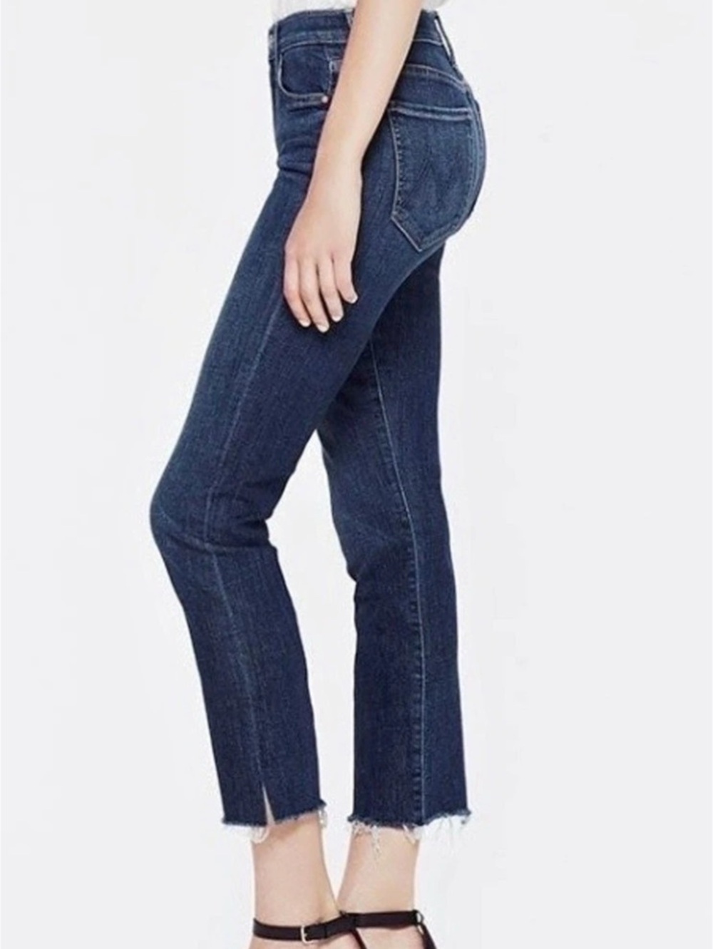 Mother The Tripper Ankle Fray Flare Ankle Jeans in Blue Waist 30